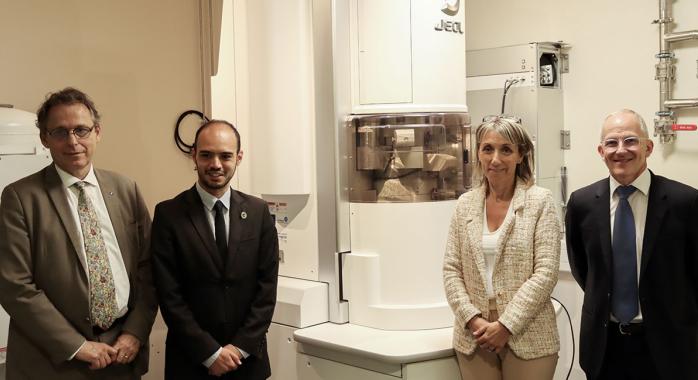 Alain Schuhl, directeur général délégué à la science du CNRS, Samy Sisaid, sous-préfet à la relance et à la transformation, Catherine Staron, vice-présidente déléguée à l'enseignement supérieur, à la recherche et à l'innovation du Conseil régional Auvergne-Rhône-Alpes, Ludovic Piquier, vice-président senior, excellence opérationnelle et directeur technique Constellium 